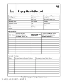 Fill Out a Valid Puppy Health Record Form