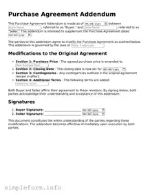 Attorney-Approved Purchase Agreement Addendum Document