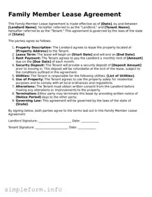 Attorney-Approved Family Member Lease Agreement Document