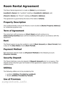 Attorney-Approved Room Rental Agreement Document