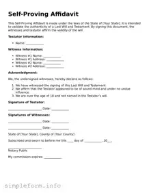 Attorney-Approved Self-Proving Affidavit Document