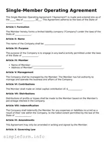 Attorney-Approved Single-Member Operating Agreement Document