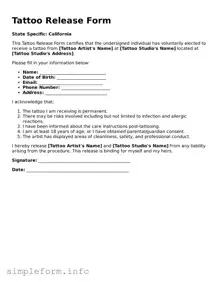 Attorney-Approved Tattoo Release Document