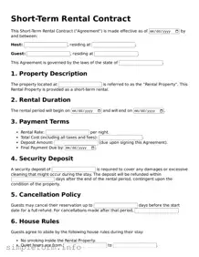 Attorney-Approved Short-Term Rental Contract Document