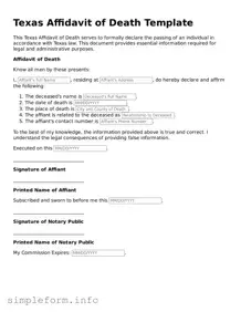 Attorney-Verified  Affidavit of Death Form for Texas