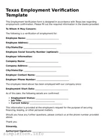 Attorney-Verified  Employment Verification Form for Texas
