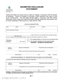 Fill Out a Valid Texas Odometer Statement Form