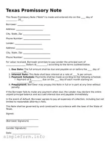 Attorney-Verified  Promissory Note Form for Texas