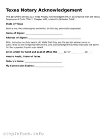 Attorney-Verified  Notary Acknowledgement Form for Texas