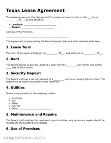 Attorney-Verified  Lease Agreement Form for Texas