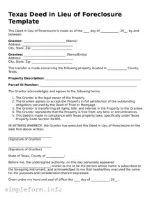 Attorney-Verified  Deed in Lieu of Foreclosure Form for Texas