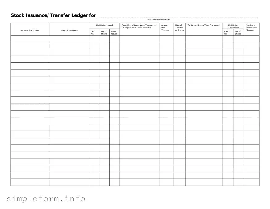 Fill Out a Valid Stock Transfer Ledger Form