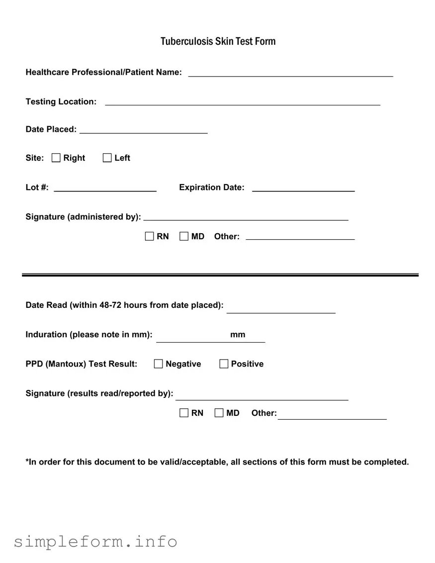 Fill Out a Valid Tb Test Form