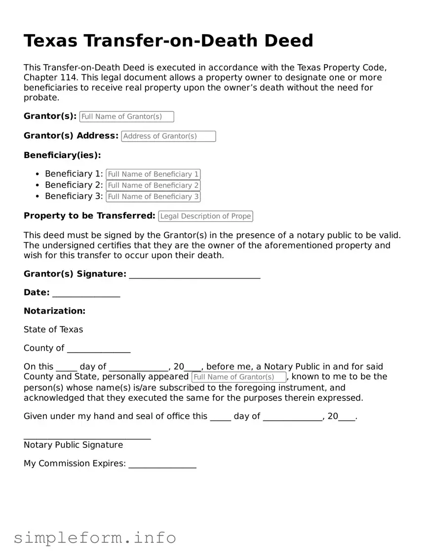Attorney-Verified  Transfer-on-Death Deed Form for Texas