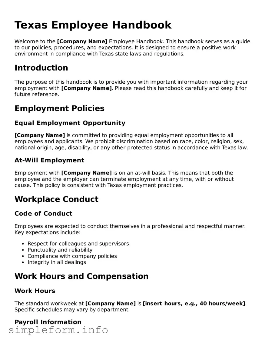 Attorney-Verified  Employee Handbook Form for Texas