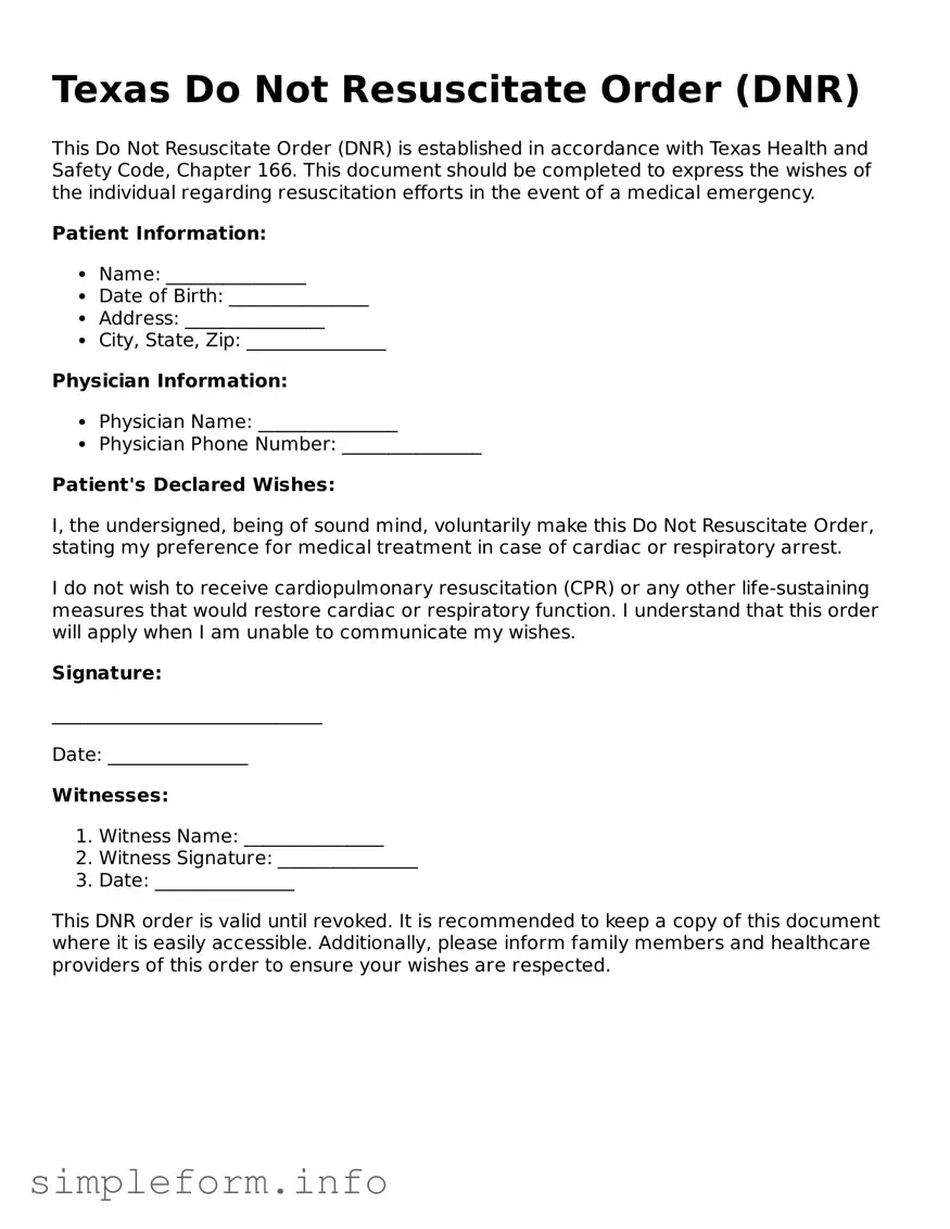 Attorney-Verified  Do Not Resuscitate Order Form for Texas