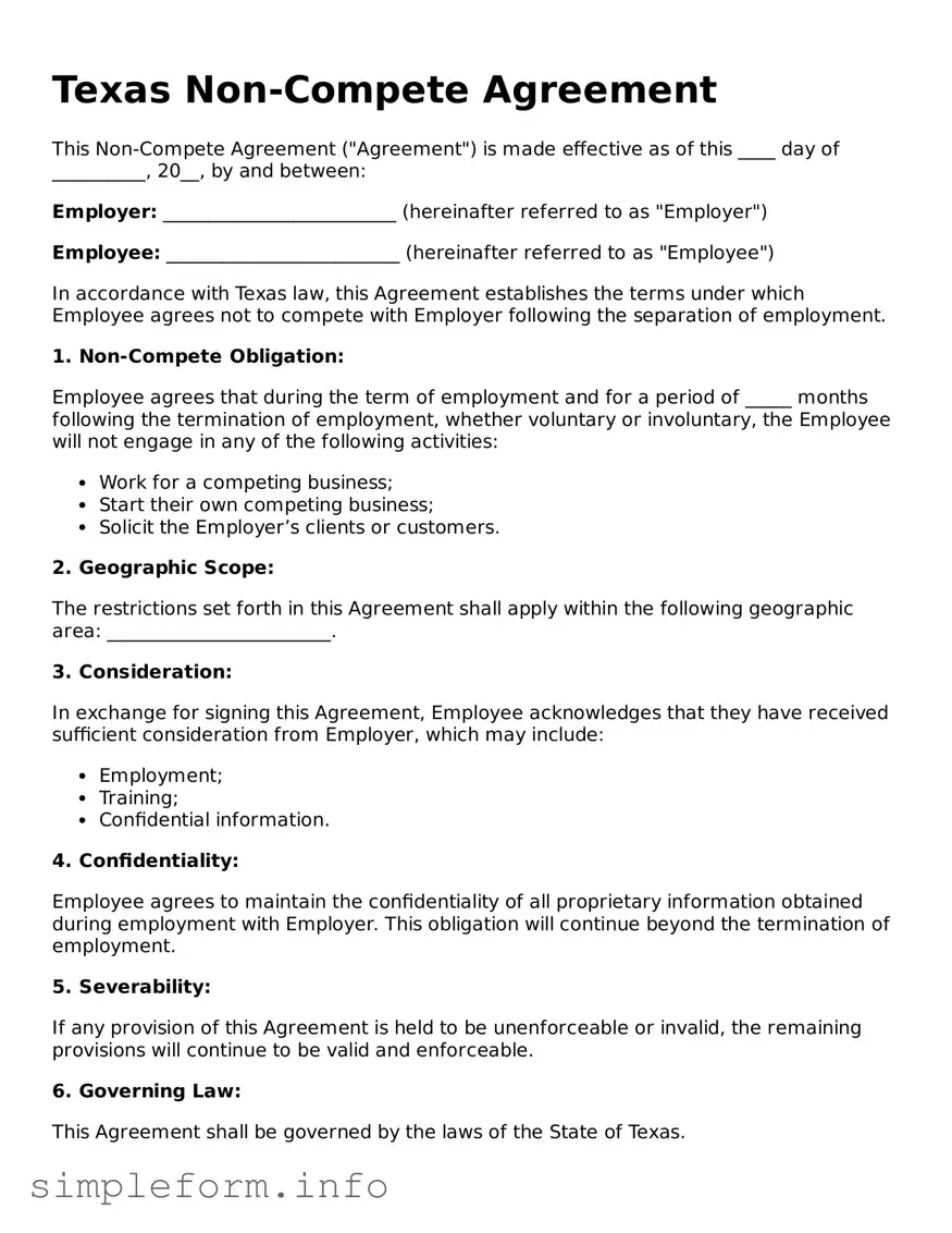 Attorney-Verified  Non-compete Agreement Form for Texas