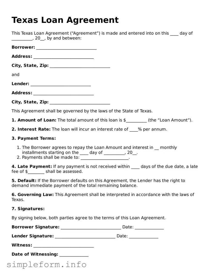 Attorney-Verified  Loan Agreement Form for Texas
