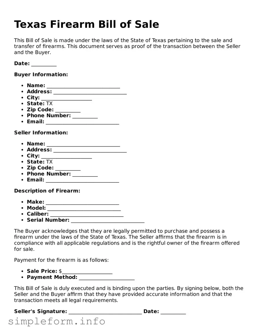 Attorney-Verified  Firearm Bill of Sale Form for Texas