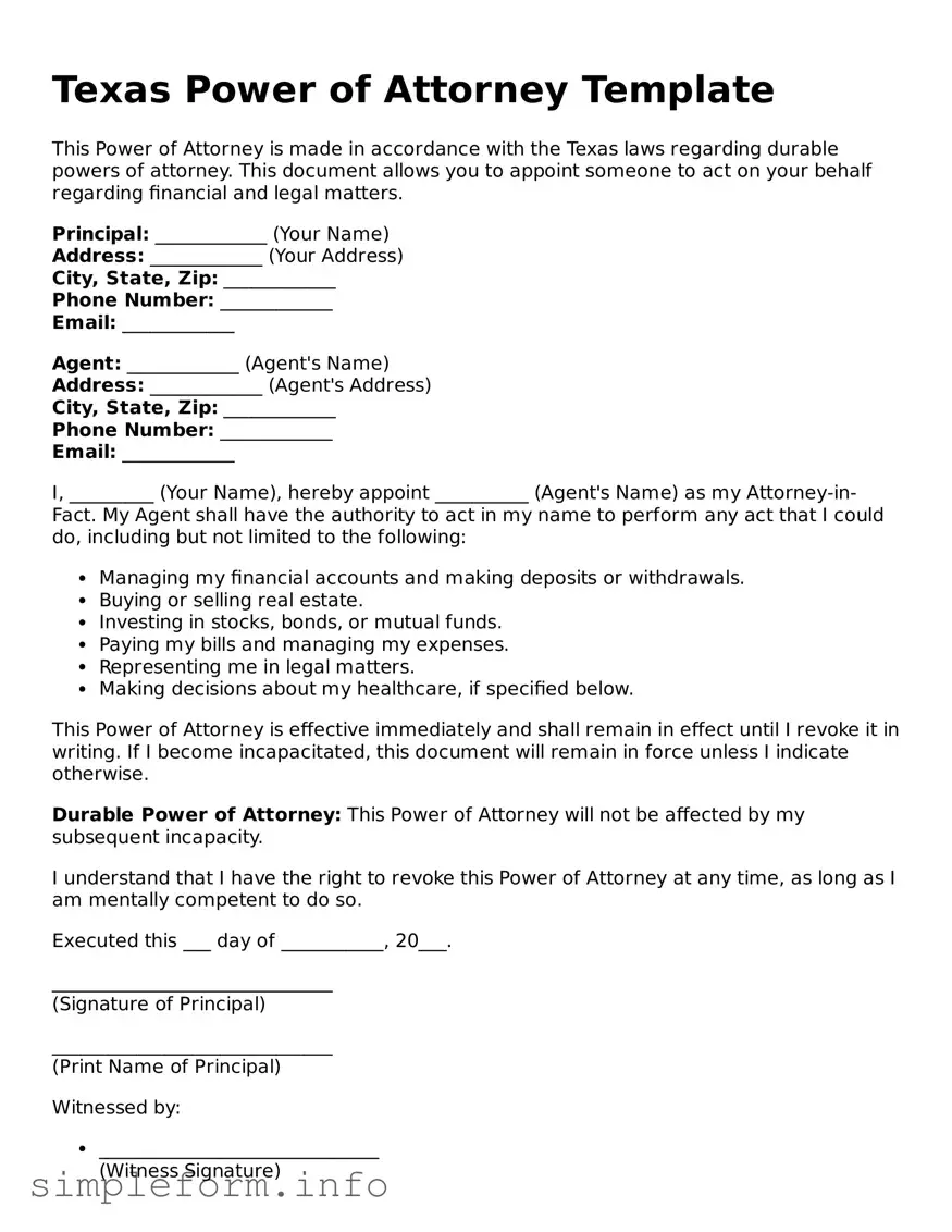 Attorney-Verified  Power of Attorney Form for Texas