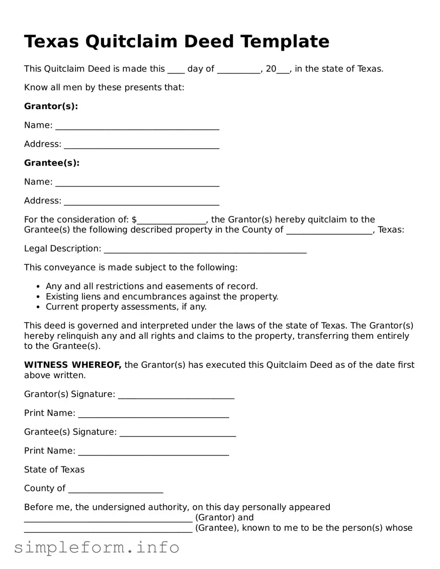 Attorney-Verified  Quitclaim Deed Form for Texas