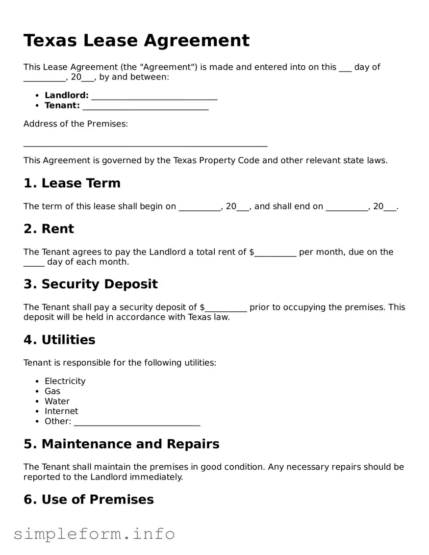 Attorney-Verified  Lease Agreement Form for Texas