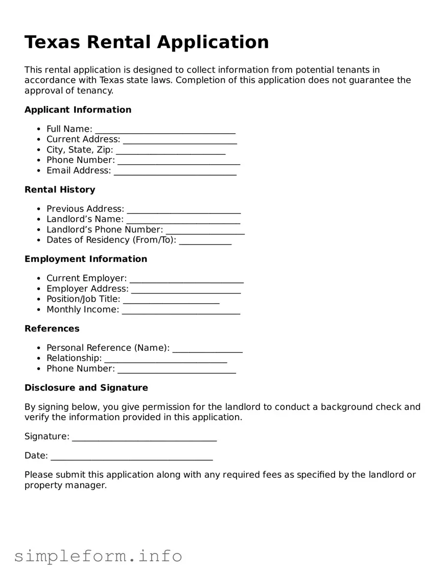 Attorney-Verified  Rental Application Form for Texas