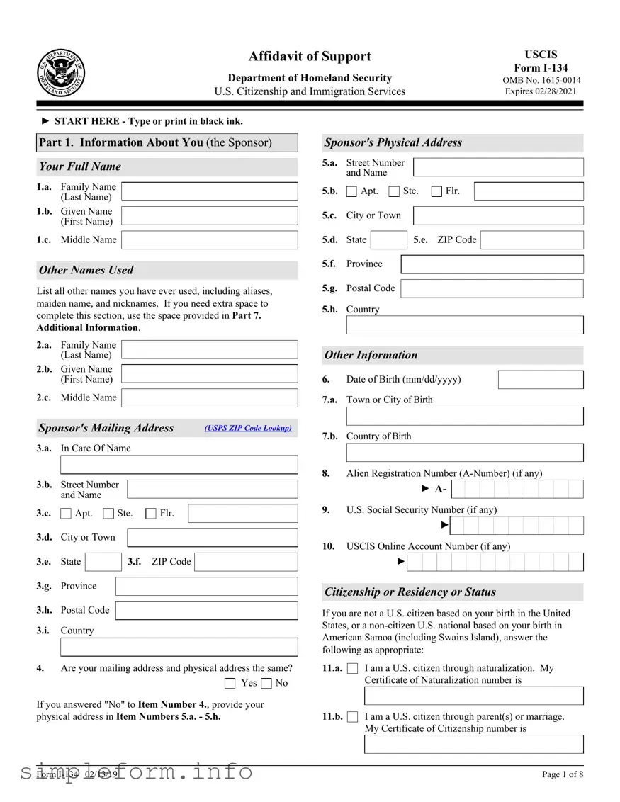 Fill Out a Valid USCIS I-134 Form
