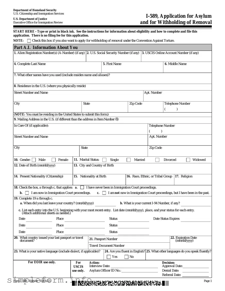 Fill Out a Valid USCIS I-589 Form