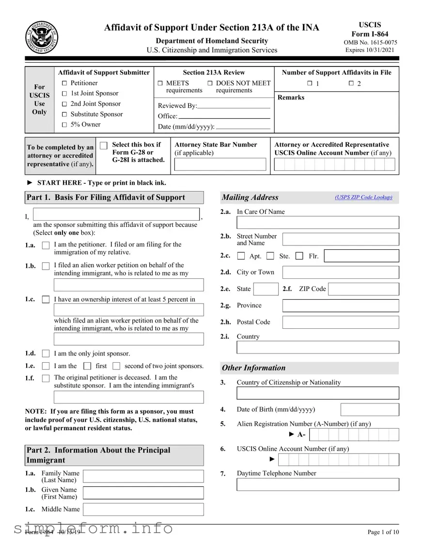 Fill Out a Valid USCIS I-864 Form