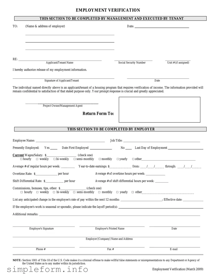 Fill Out a Valid Employment verification form Form