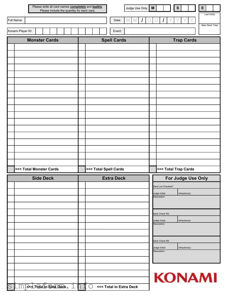 Fill Out a Valid Konami Decklist Form